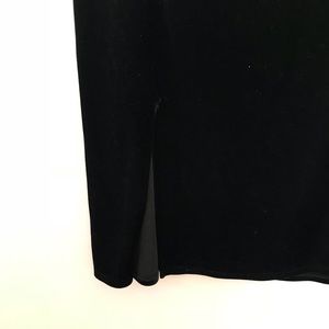 Black velvet midi skirt